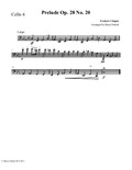 Piano Prelude No.20 for intermediate cello quartet (four cellos)